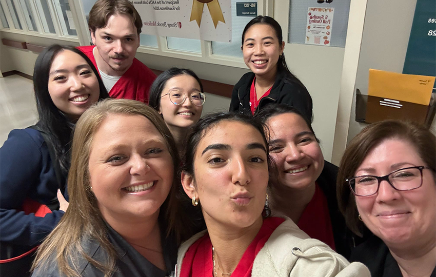 Nursing students posing for a selfie. 
